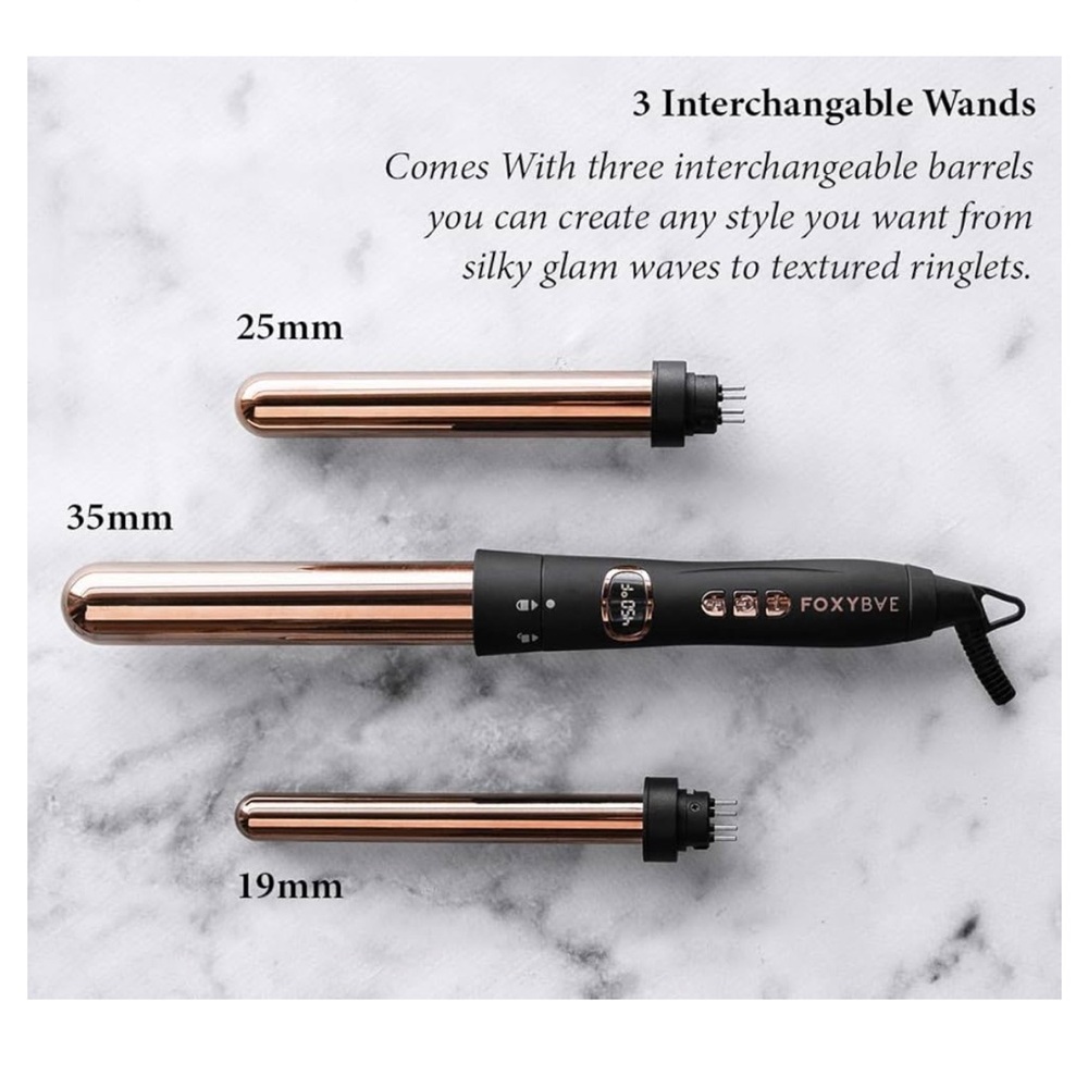 Foxybae The Trinity 3-In-1 Rose Gold Curling Wand
